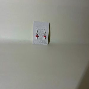 Dark pink mushroom earrings handmade